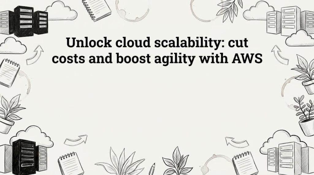 Hand-drawn cloud and server themed title card illustration