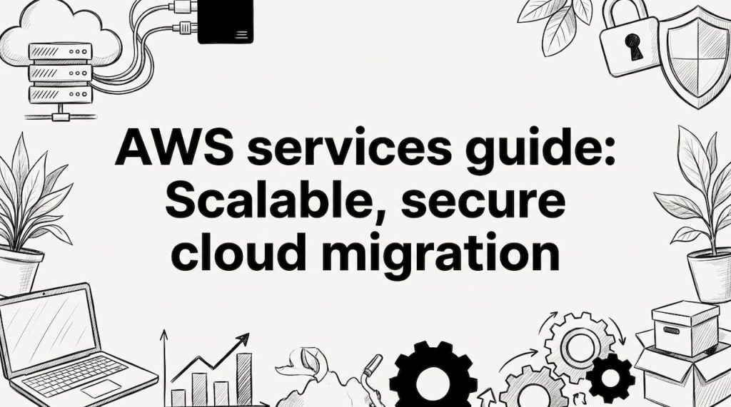 Hand-drawn corner clusters frame clear title area
