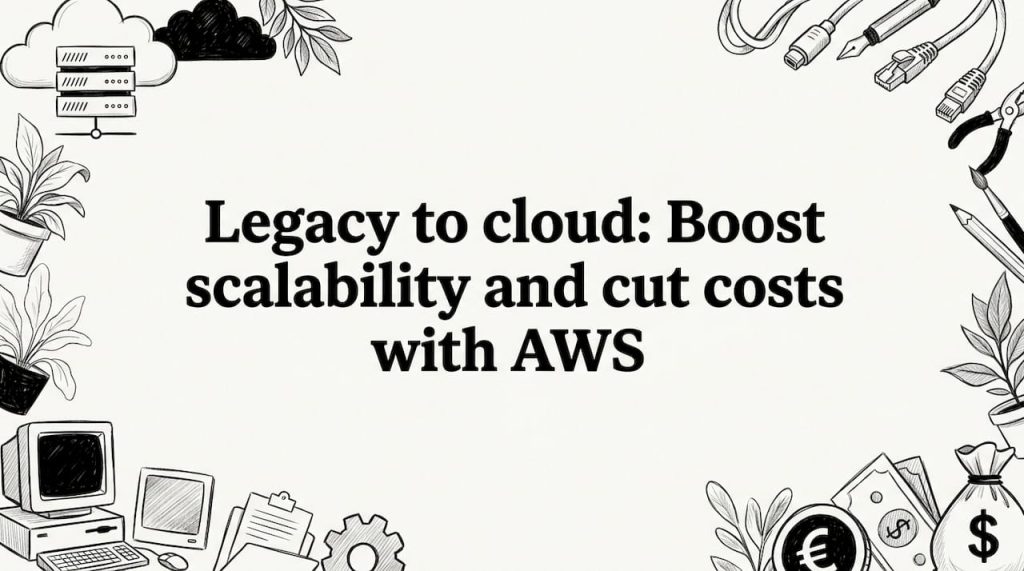 Decorative hand-drawn cloud migration title card