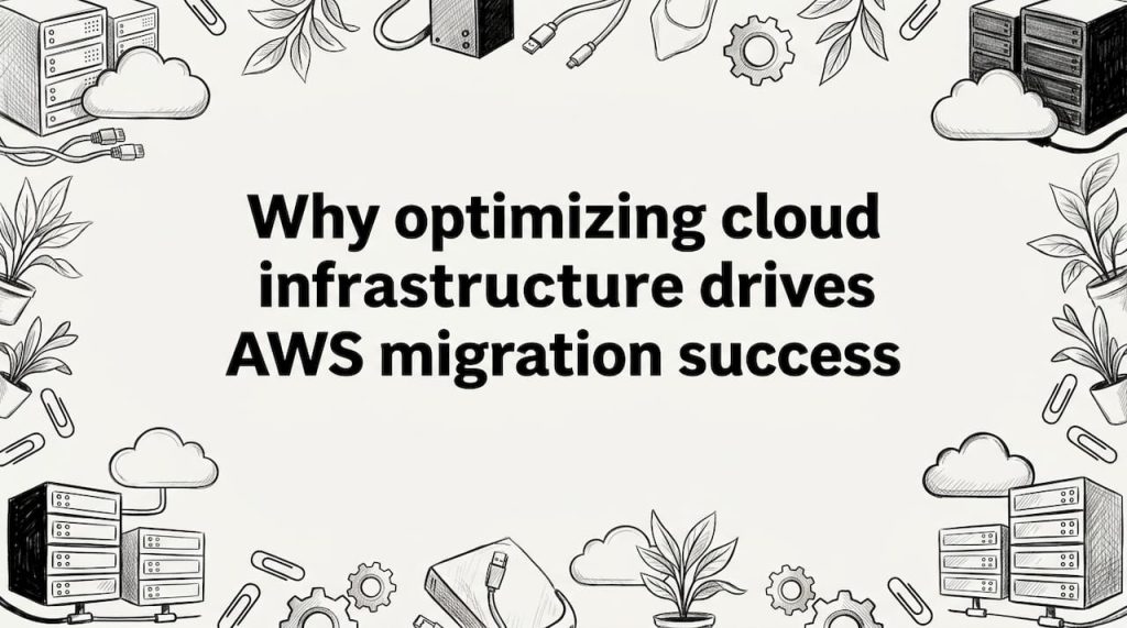 Decorative AWS cloud migration title card illustration
