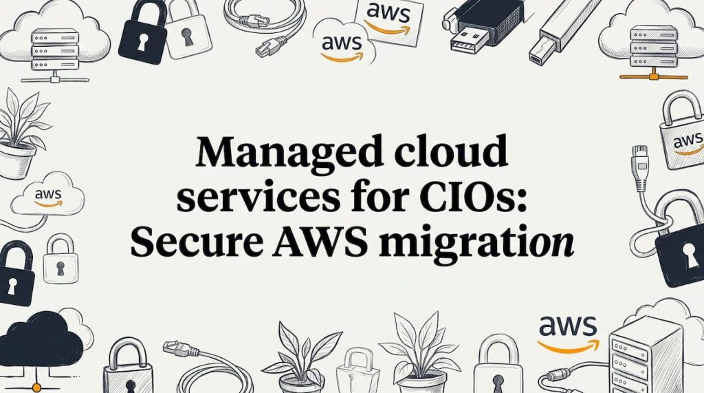 Decorative cloud migration title card illustration