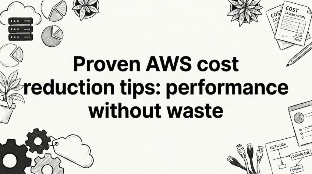Hand-drawn AWS cost reduction title card illustration