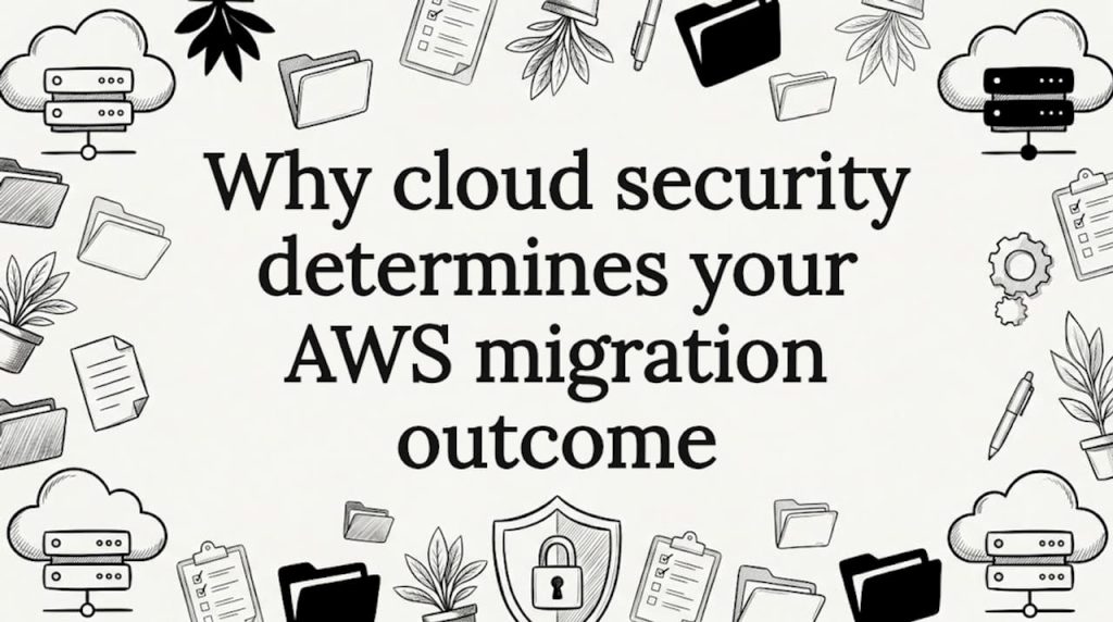 Hand-drawn cloud security migration title card