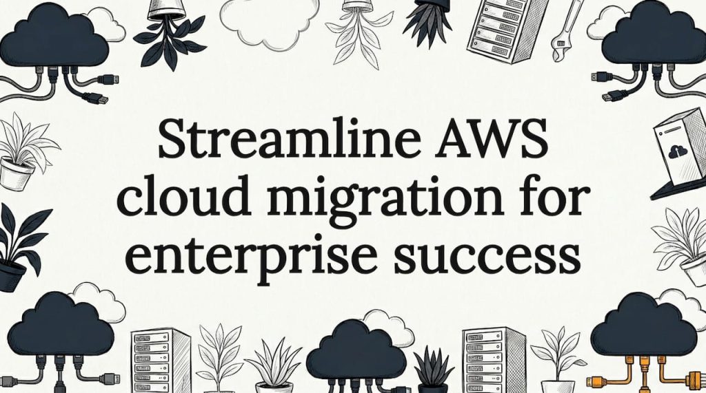 Decorative AWS migration themed title card illustration