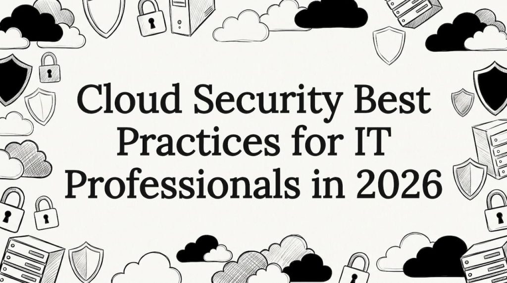 Cloud security themed title card illustration, clear center