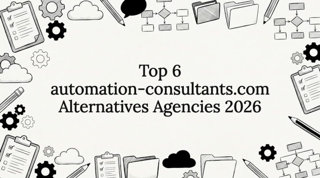 Hand-drawn automation tools framing a clean title card
