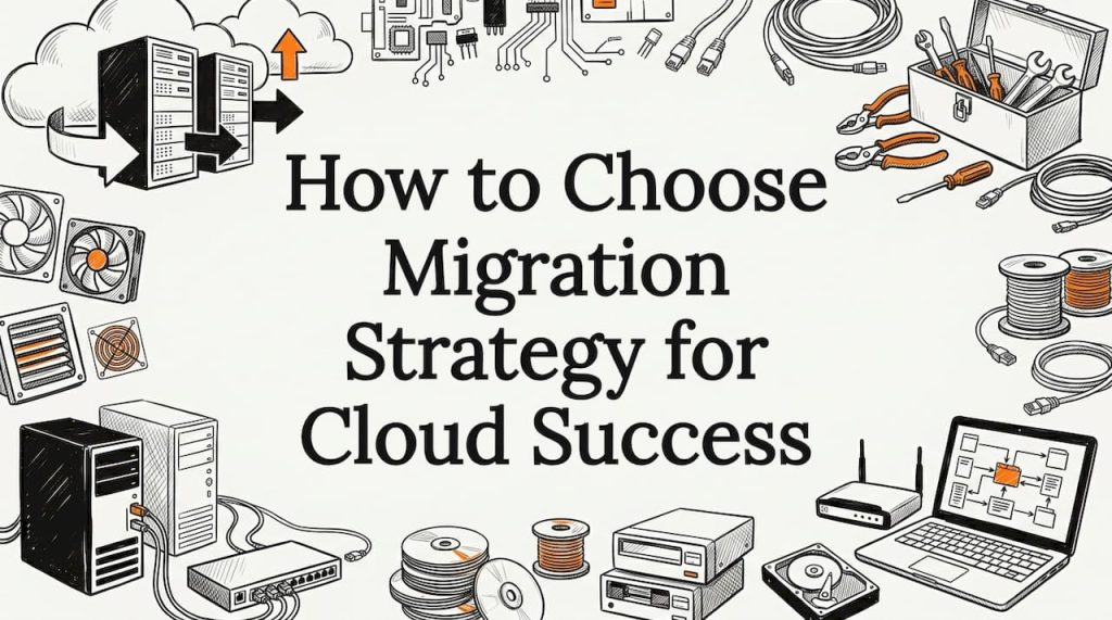 Hand-drawn cloud migration title card illustration
