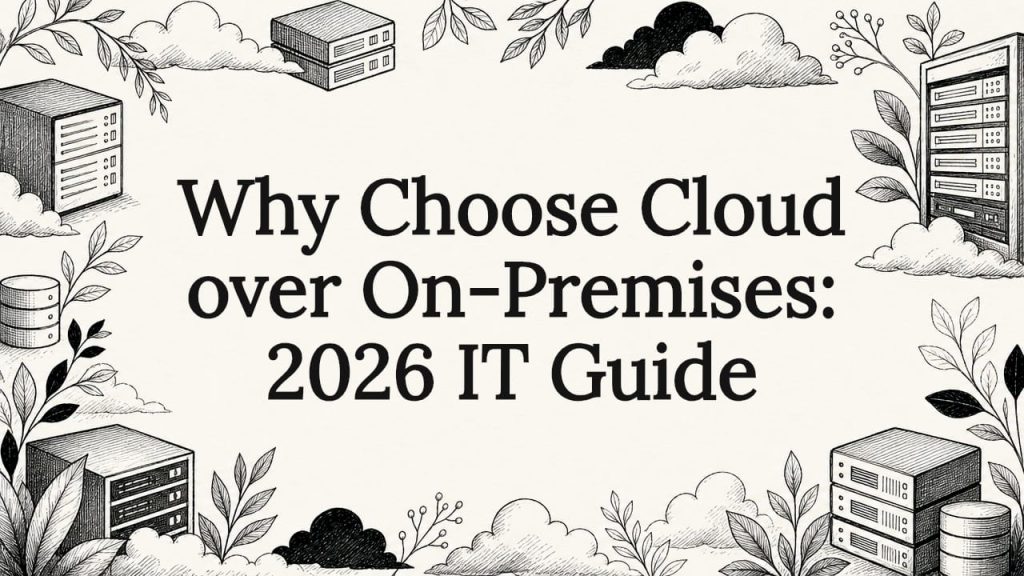 Decorative title card illustration with cloud and server icons