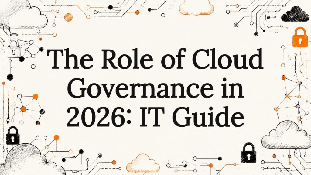 Decorative cloud governance title card illustration