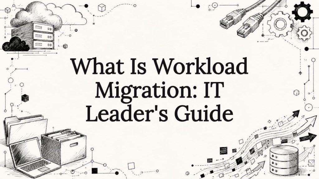 Decorative title card illustration for workload migration