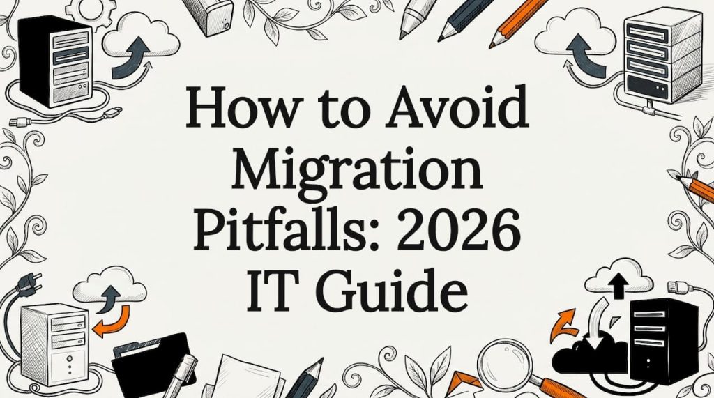 Decorative migration pitfalls title card illustration