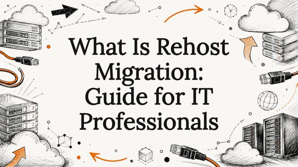 Decorative title card illustration for rehost migration article