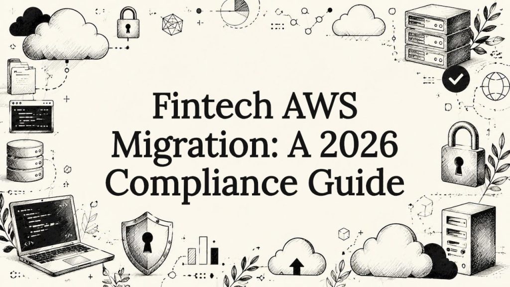 Decorative fintech migration title card illustration