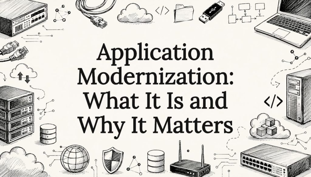 Decorative modern application modernization title card