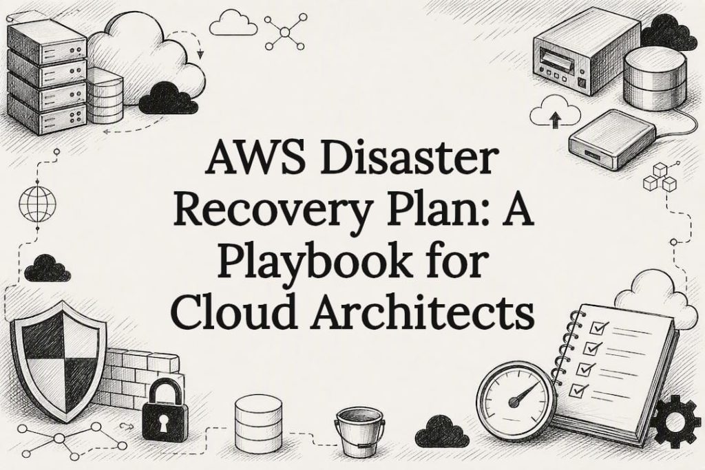 Decorative title card with cloud recovery sketches