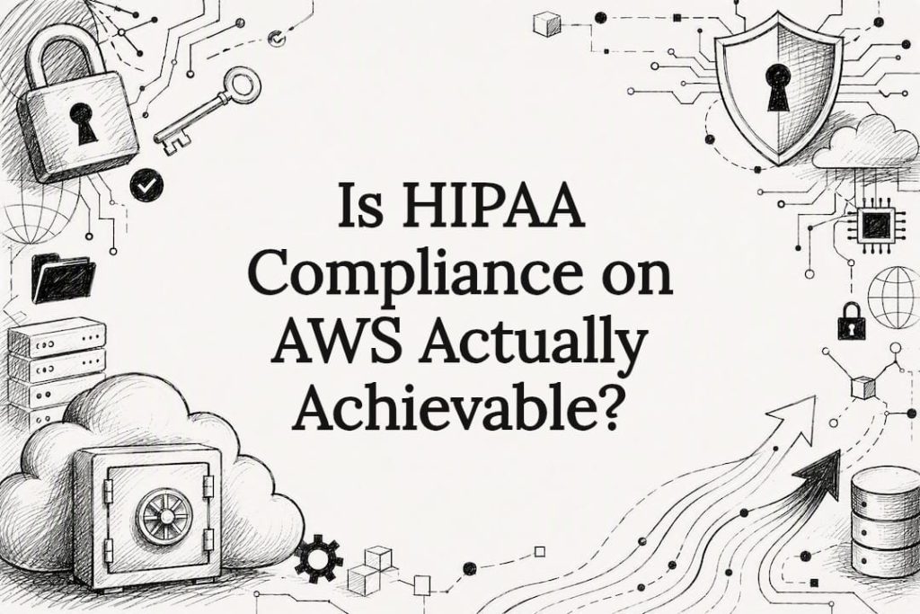 Decorative title card with cloud security sketches